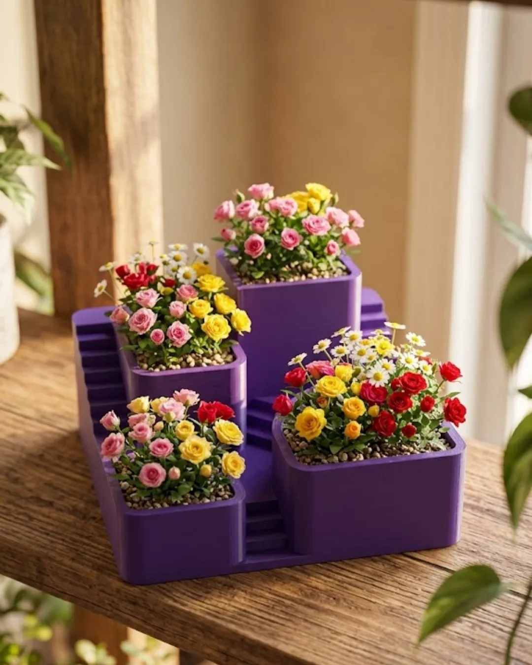 3D Tasarım Kaktüs Saksısı Çok Katlı Dekoratif Bitki Standı