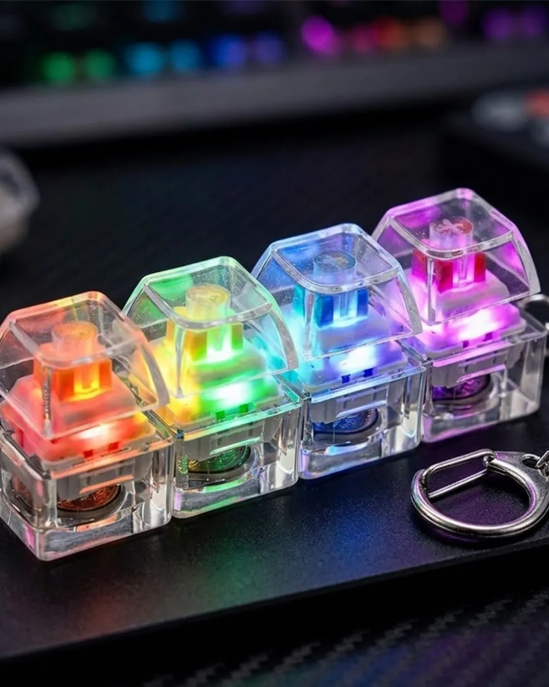 Klik Tuşlu Fidget Anahtarlık Mekanik Klavye Hissi Veren Stres Giderici