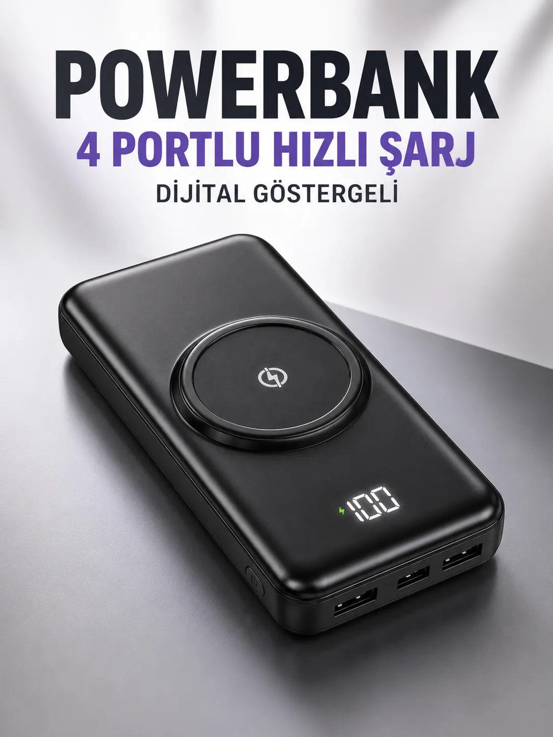 10.000 Mah Powerbank 4 Portlu Hızlı Şarj Dijital Göstergeli