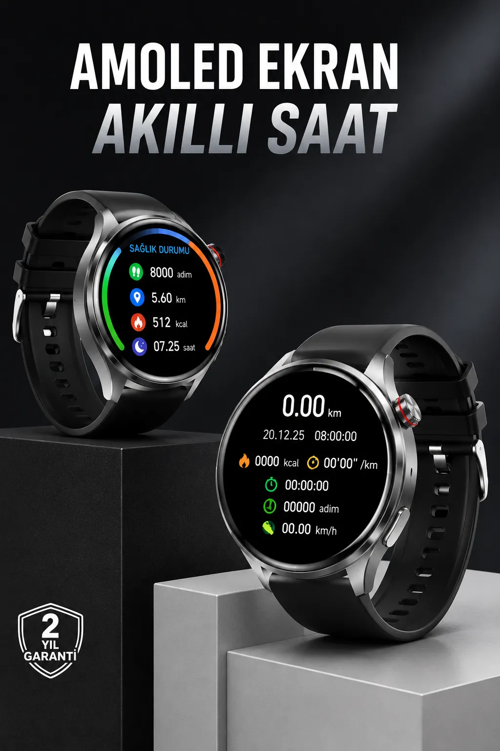 Akıllı Saat Bluetooth Bağlantılı Amoled Ekran Uyku ve Sağlık Takibi
