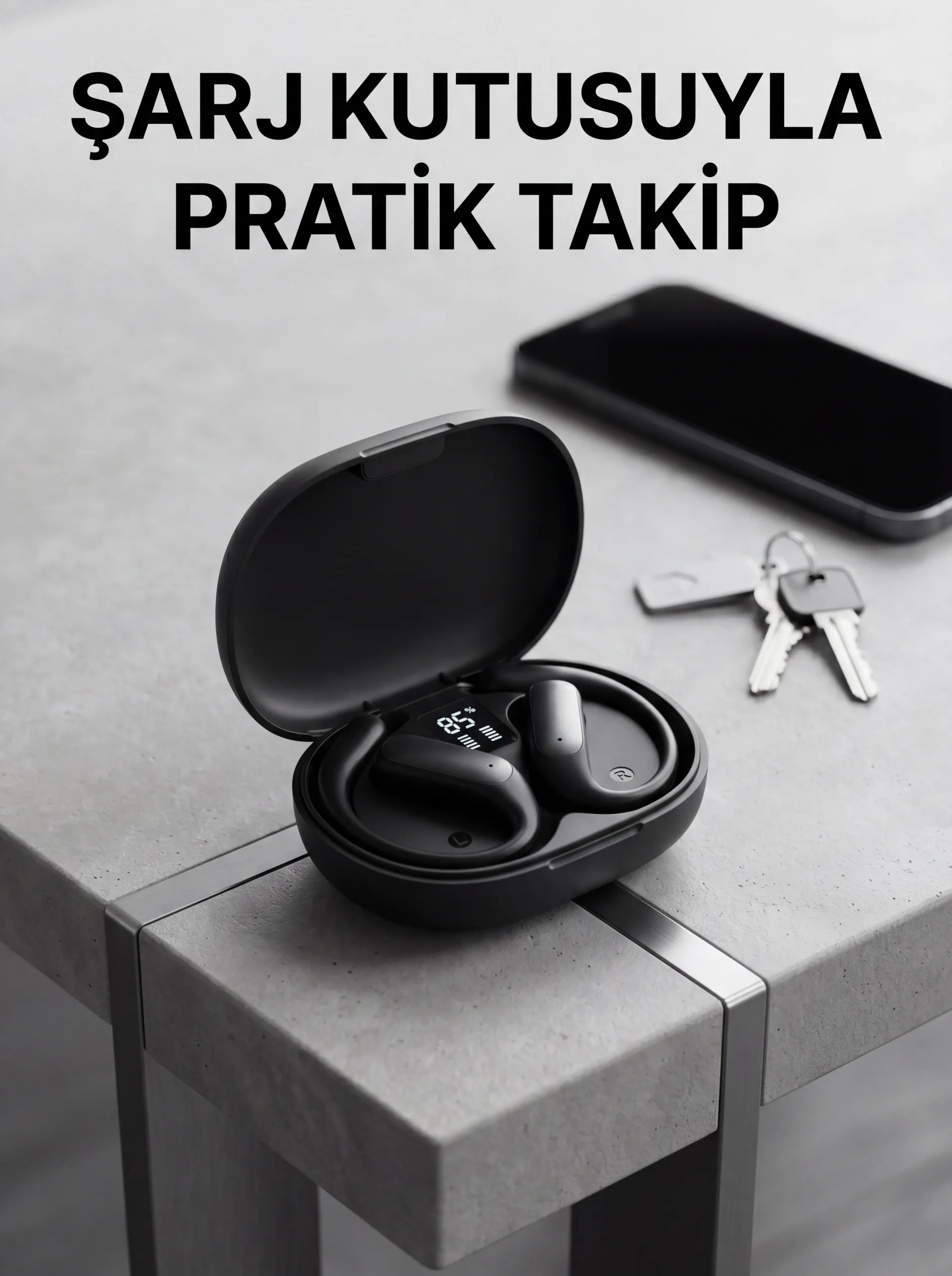 Bluetooth Kablosuz Kulaklık Kulak Kancalı Şarj Göstergeli