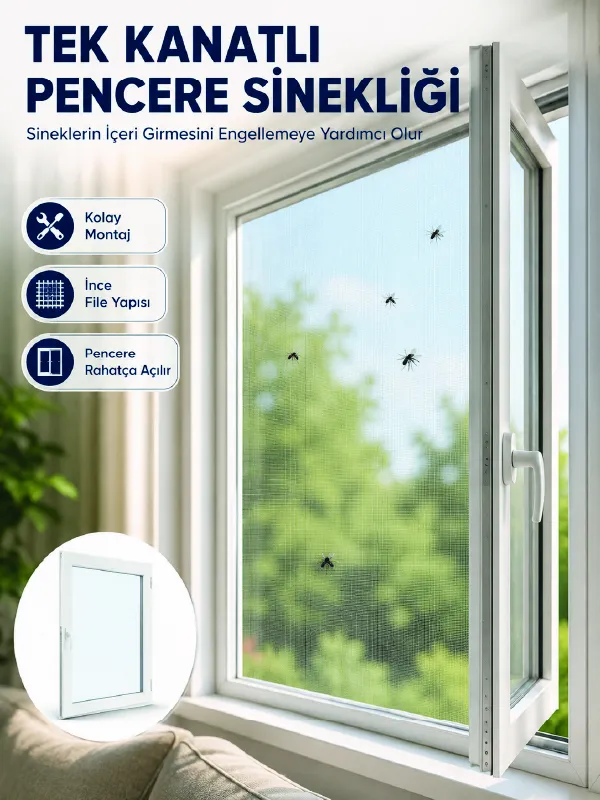Kesilebilir Pencere Sinekliği Cırt Bantlı Sinek Koruma Filesi