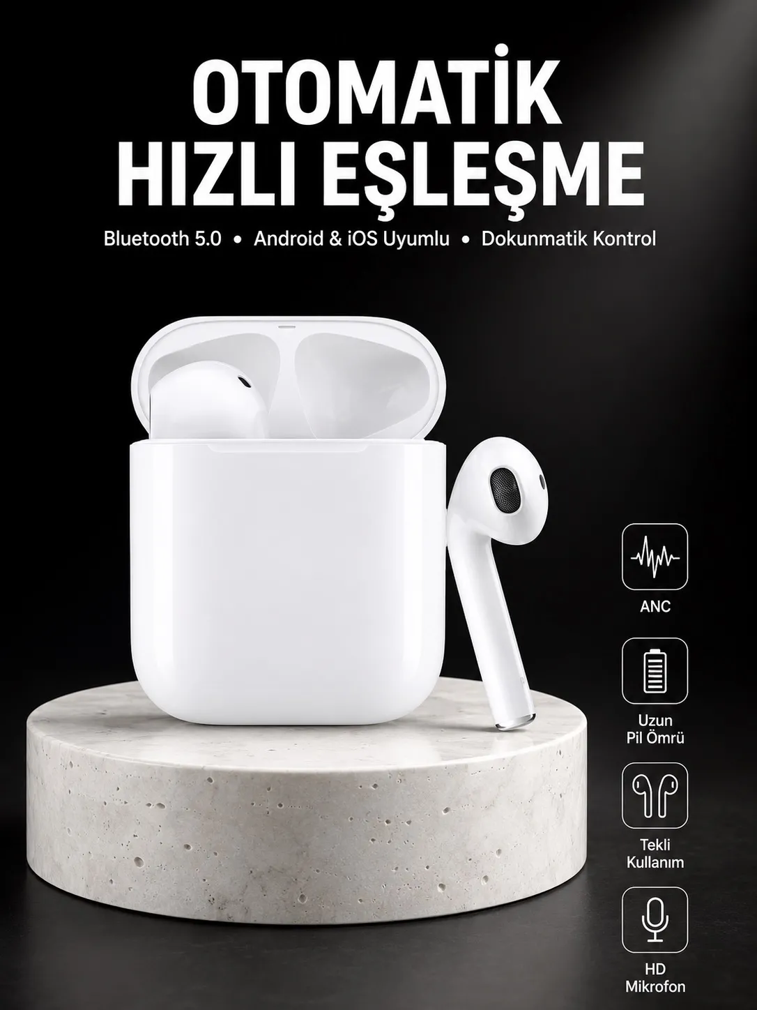 Yeni Nesil Dokunmatik Kontrol Çağrı Cevaplayabilen Kablosuz Bluetooth Kulaklık