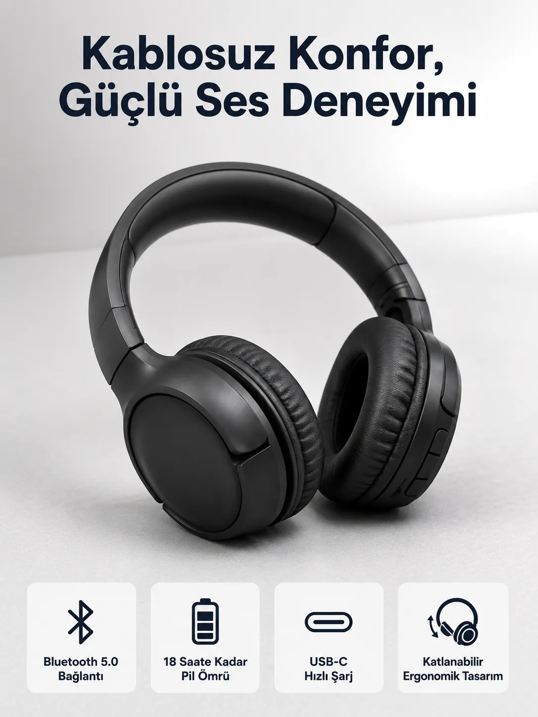 2025 Model Kulak Üstü Bluetooth Hoparlör ANC Özellikli