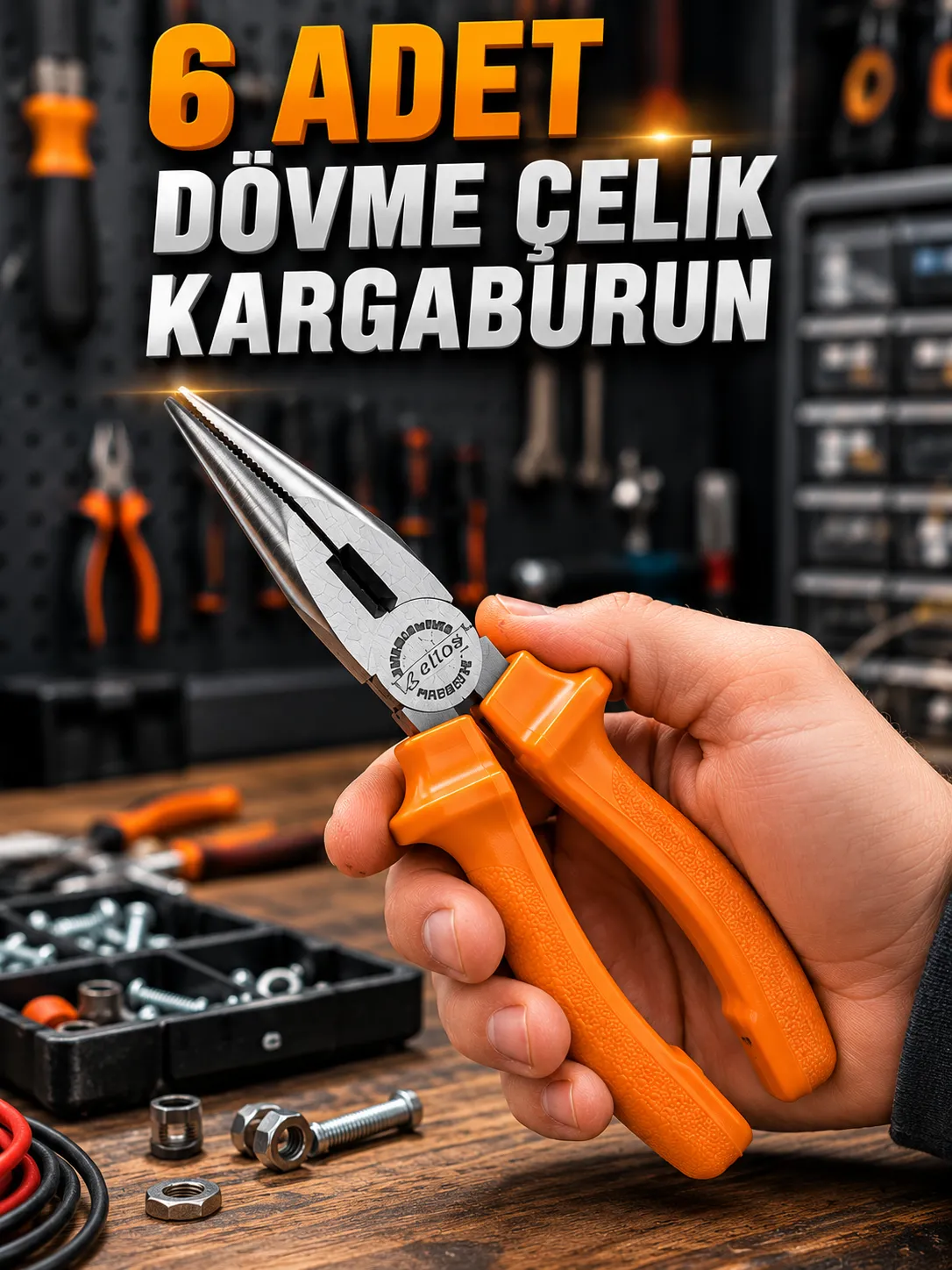 6 Adet Dövme Çelik Kargaburun Seti