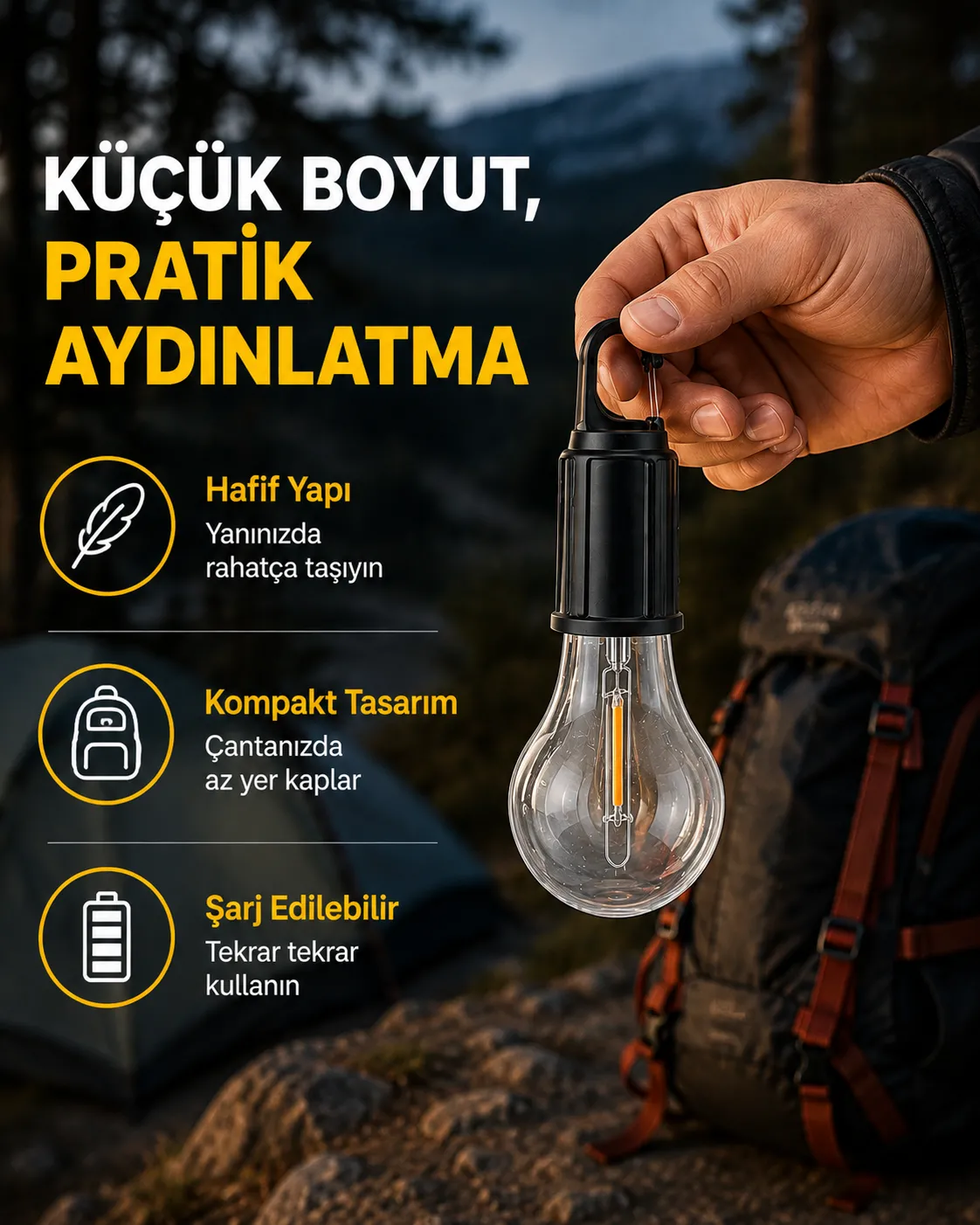 Su Geçirmez Dış Mekan LED Çadır Işığı
