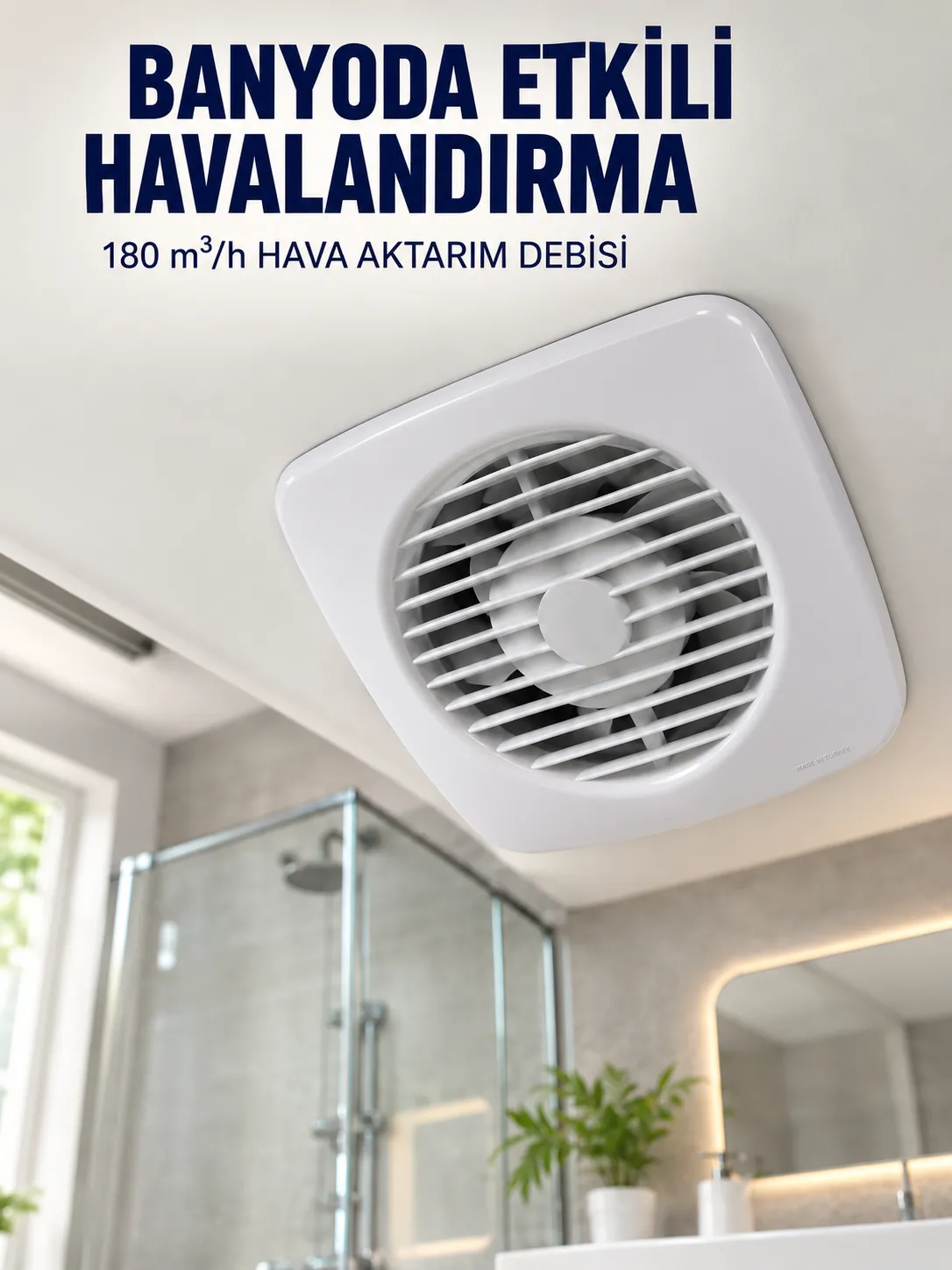 Dekoratif Havalandırma Aspiratörü 120 mm 180 m³/h Duvar ve Tavan Montajlı