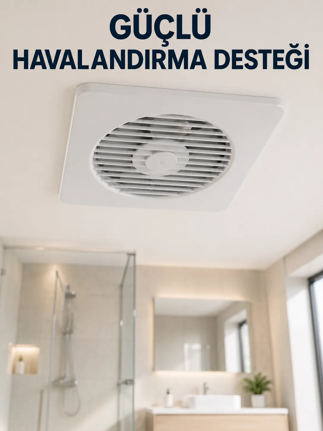 Dekoratif Banyo ve Mutfak Aspiratörü 150 mm 20,8 x 20,8 cm 20 W Havalandırma Fanı