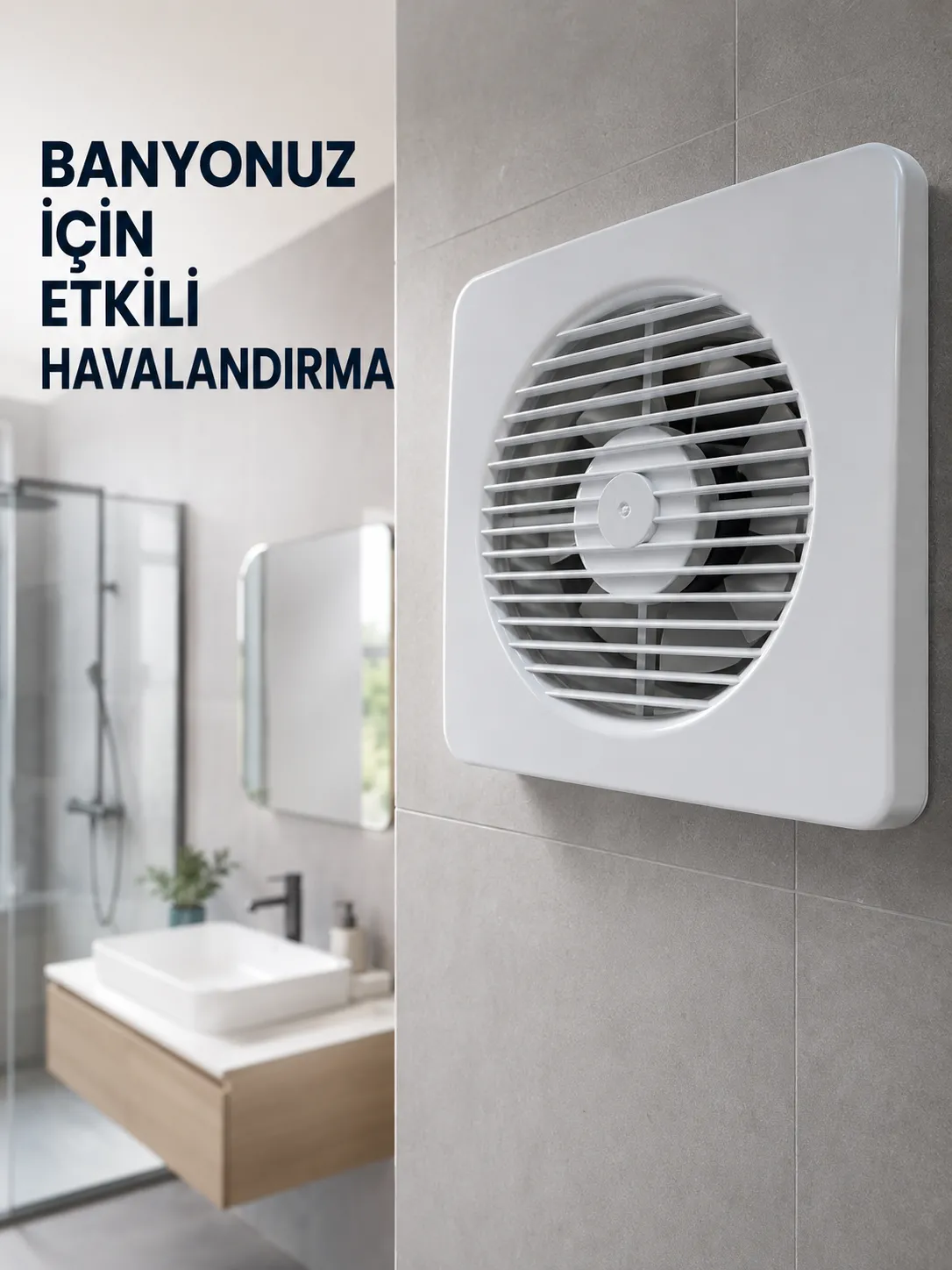 20 W Havalandırma Fanı 150 mm Bağlantı Çapı 20,8 x 20,8 cm Dekoratif Aspiratör