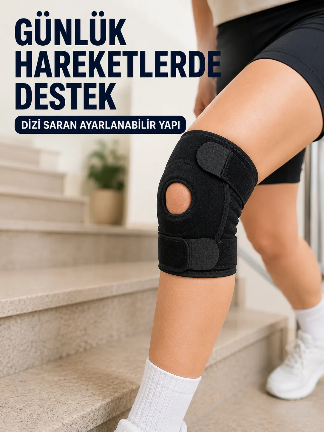 Kısa Patella Dizlik Ayarlanabilir Cırtlı Diz Destekliği Spor ve Günlük Kullanım