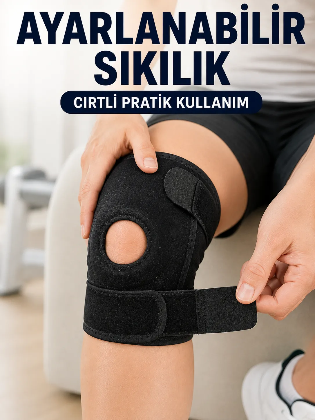 Açık Patella Dizlik Diz Kapağı Destekli Ayarlanabilir Cırtlı Sporcu Dizliği