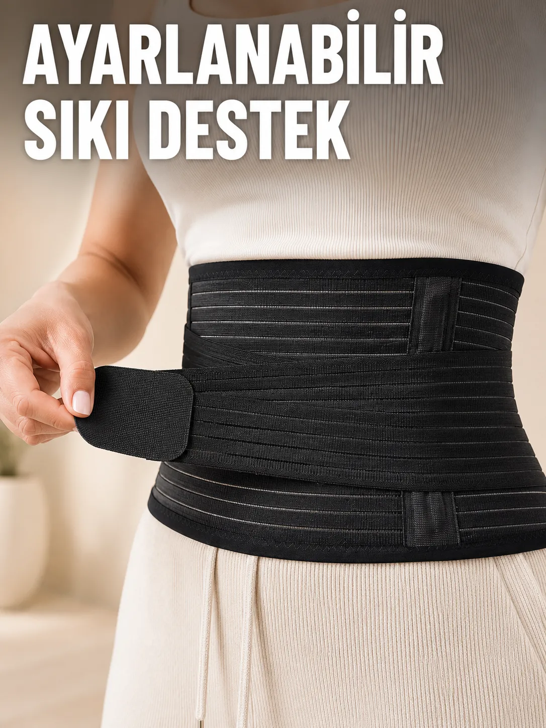 Elastik Bel Destek Korsesi Ayarlanabilir Cırtlı Sıkma Bantlı Bel Kemeri