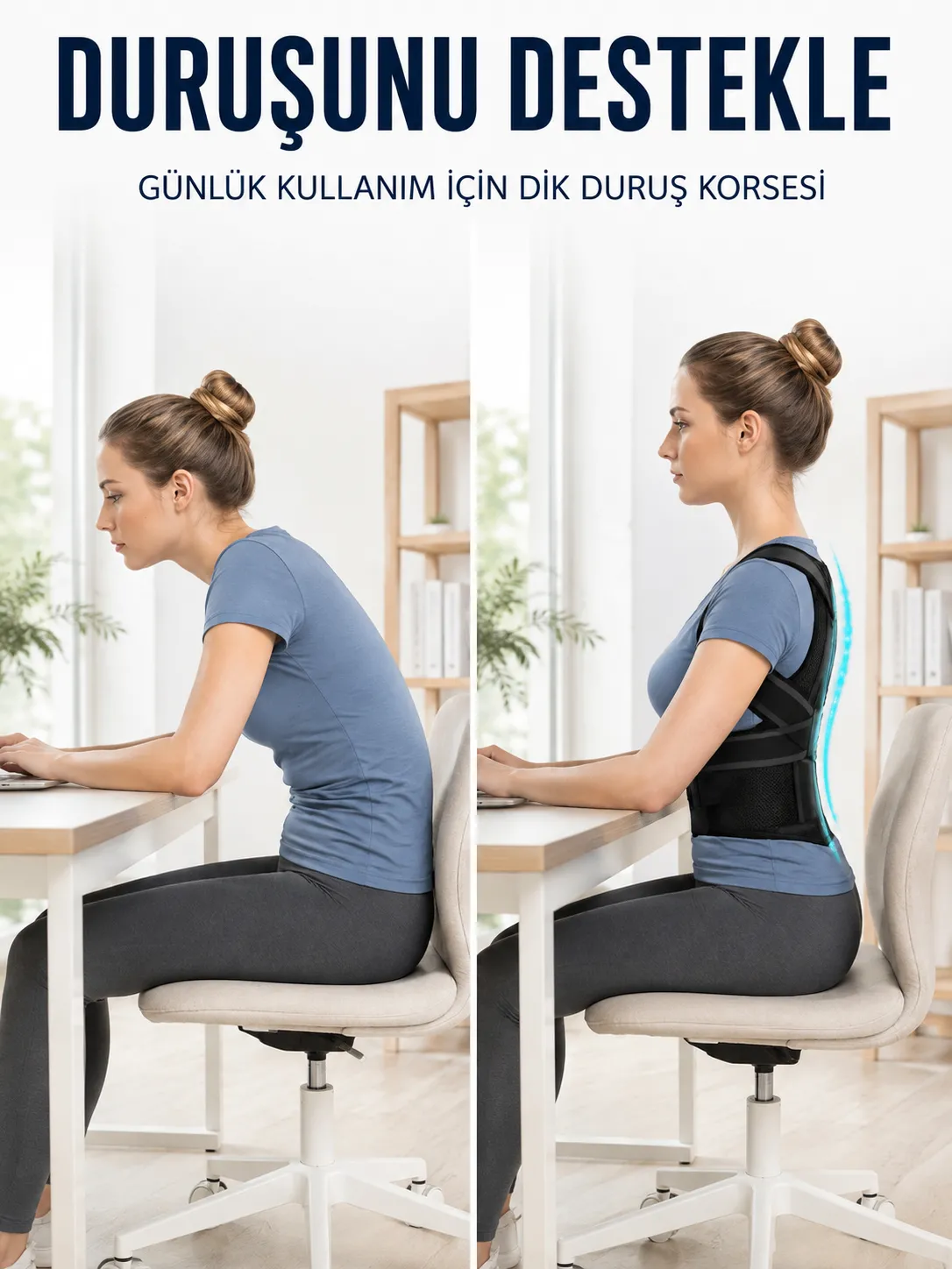 Omuz Sırt Bel Destek Korsesi Fileli Dik Duruş ve Postür Destekleyici Korse