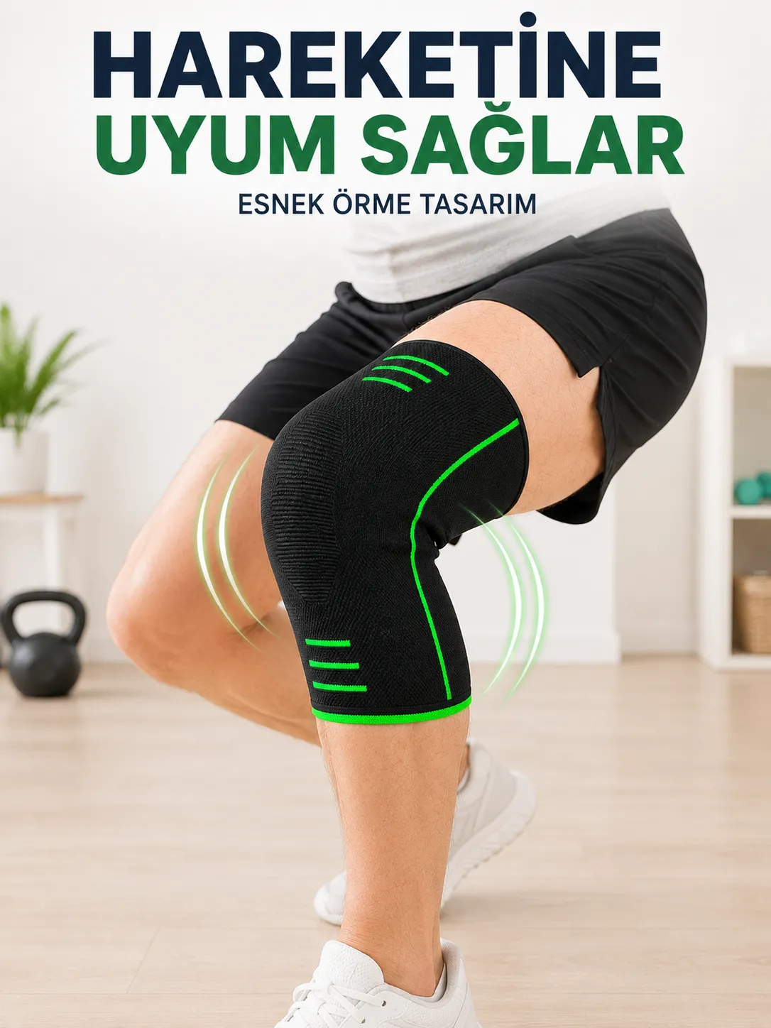 Nefes Alabilen Örme Dizlik Esnek Yapılı Spor ve Egzersiz Dizliği
