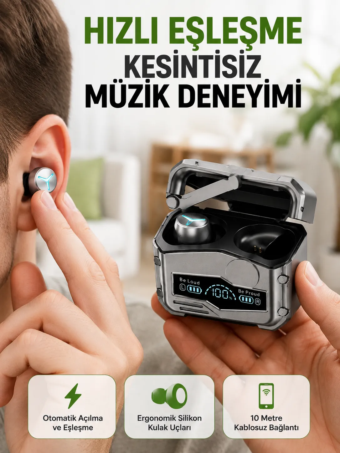 Hızlı Şarj Edilebilen Kablosuz Kulaklık – Uzun Süreli Kullanım için Tasarlandı