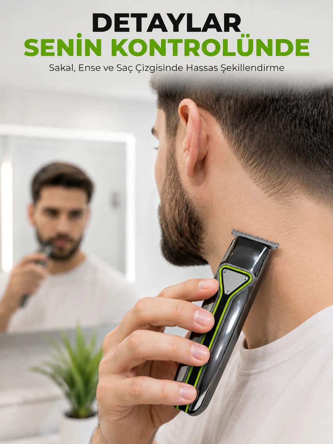 Profesyonel Erkek Tıraş Makinesi 3 Taraklı T Tipi Bıçaklı USB Şarjlı Saç Sakal Kesme Makinesi