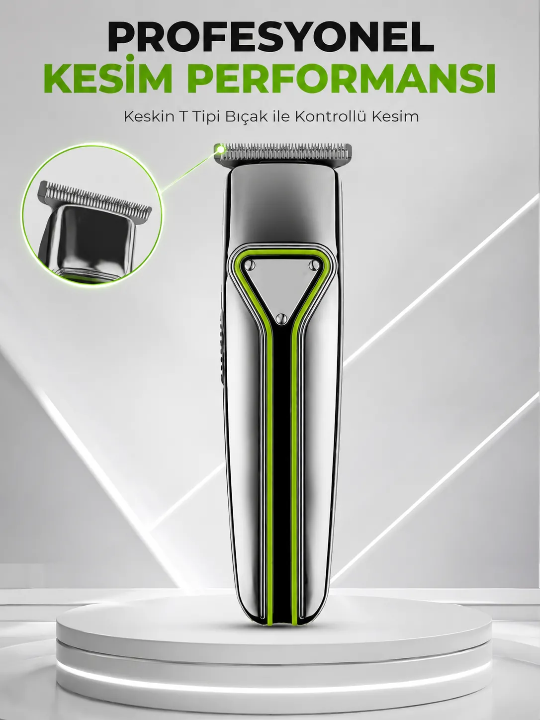 Şarjlı Saç Sakal Tıraş Makinesi T Başlıklı 1 2 3 mm Taraklı Kablolu ve Kablosuz Kullanım