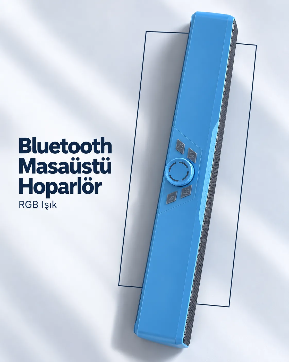 USB Bellek ve TF Kart Destekli Şarj Edilebilir Bluetooth Masaüstü Hoparlör Mavi