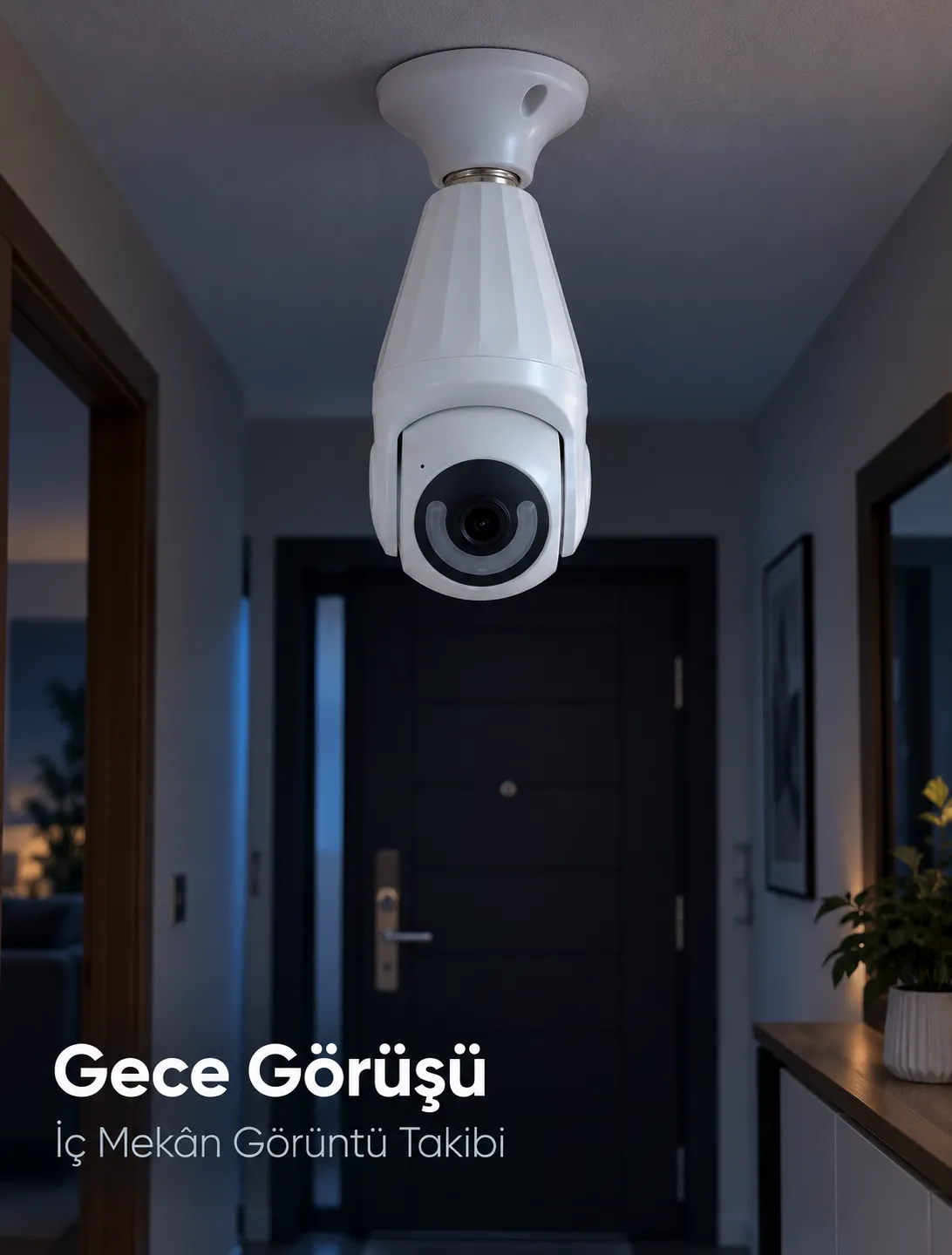 Lamba Duyuna Takılan WiFi Bağlantılı Gece Görüşlü IP Güvenlik Kamerası