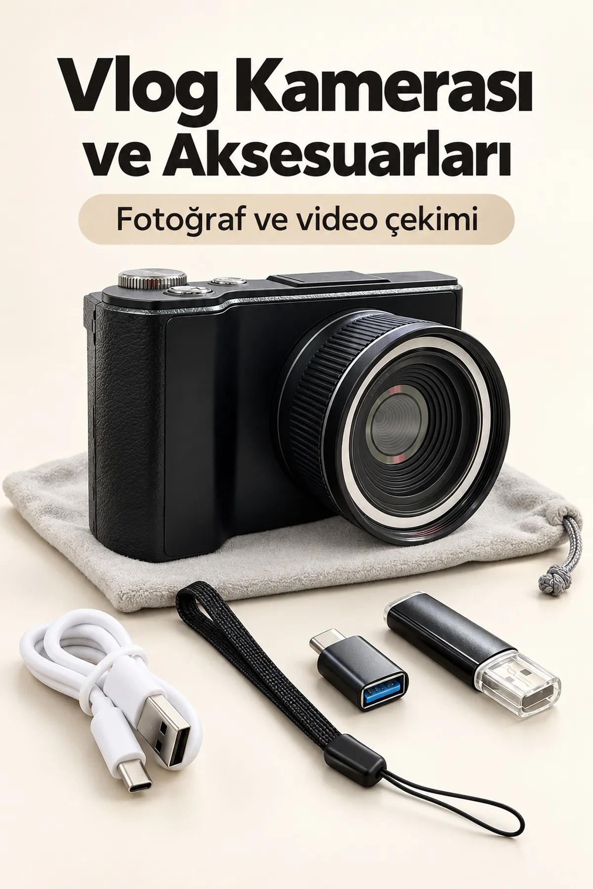 Otomatik Odaklamalı Dijital Fotoğraf Makinesi 4K Video ve Fotoğraf Çekimi