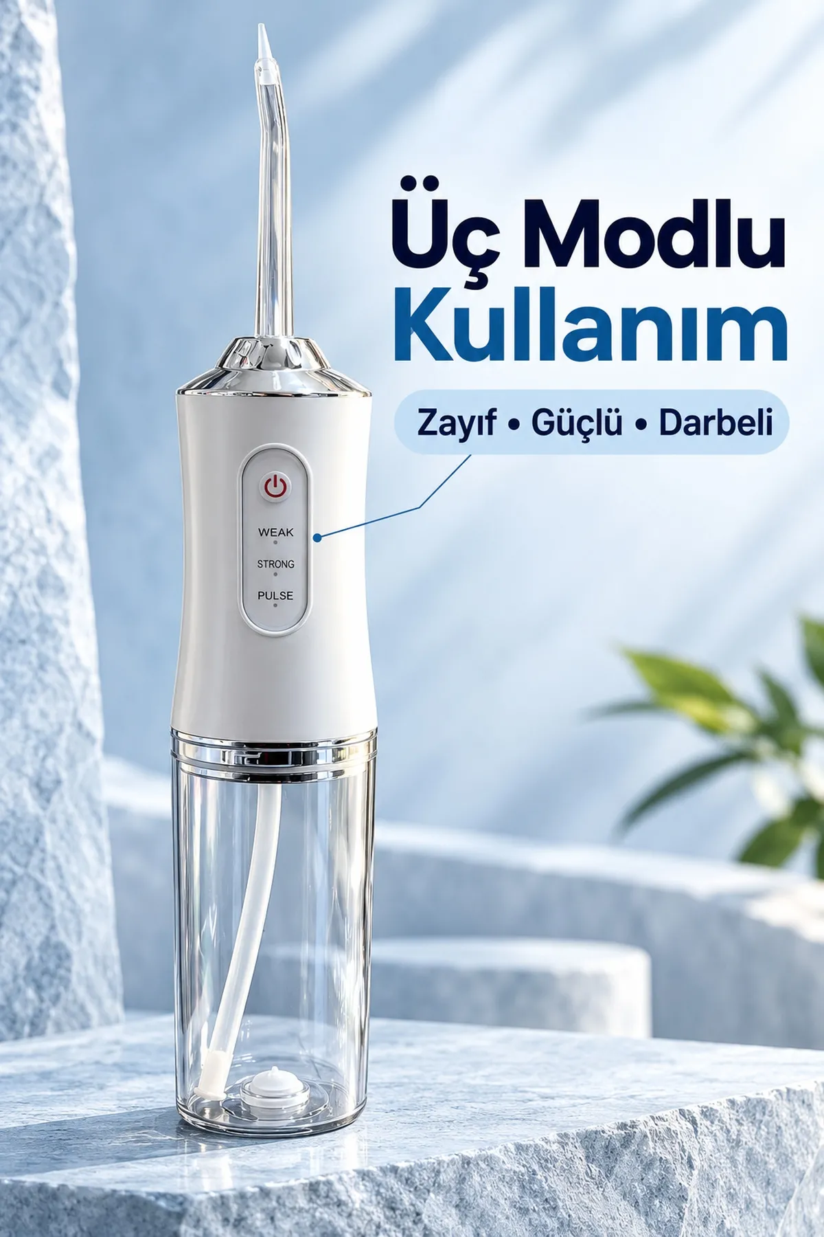 Şarj Edilebilir Ağız Duşu Üç Modlu Şeffaf Hazneli