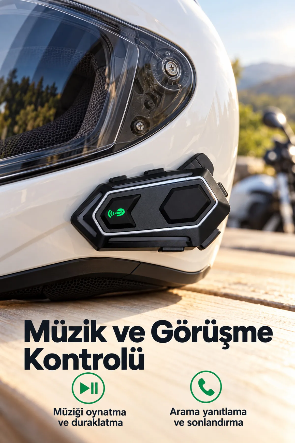 Bluetooth Kask Kulaklığı Çift Hoparlörlü Mikrofonlu Set
