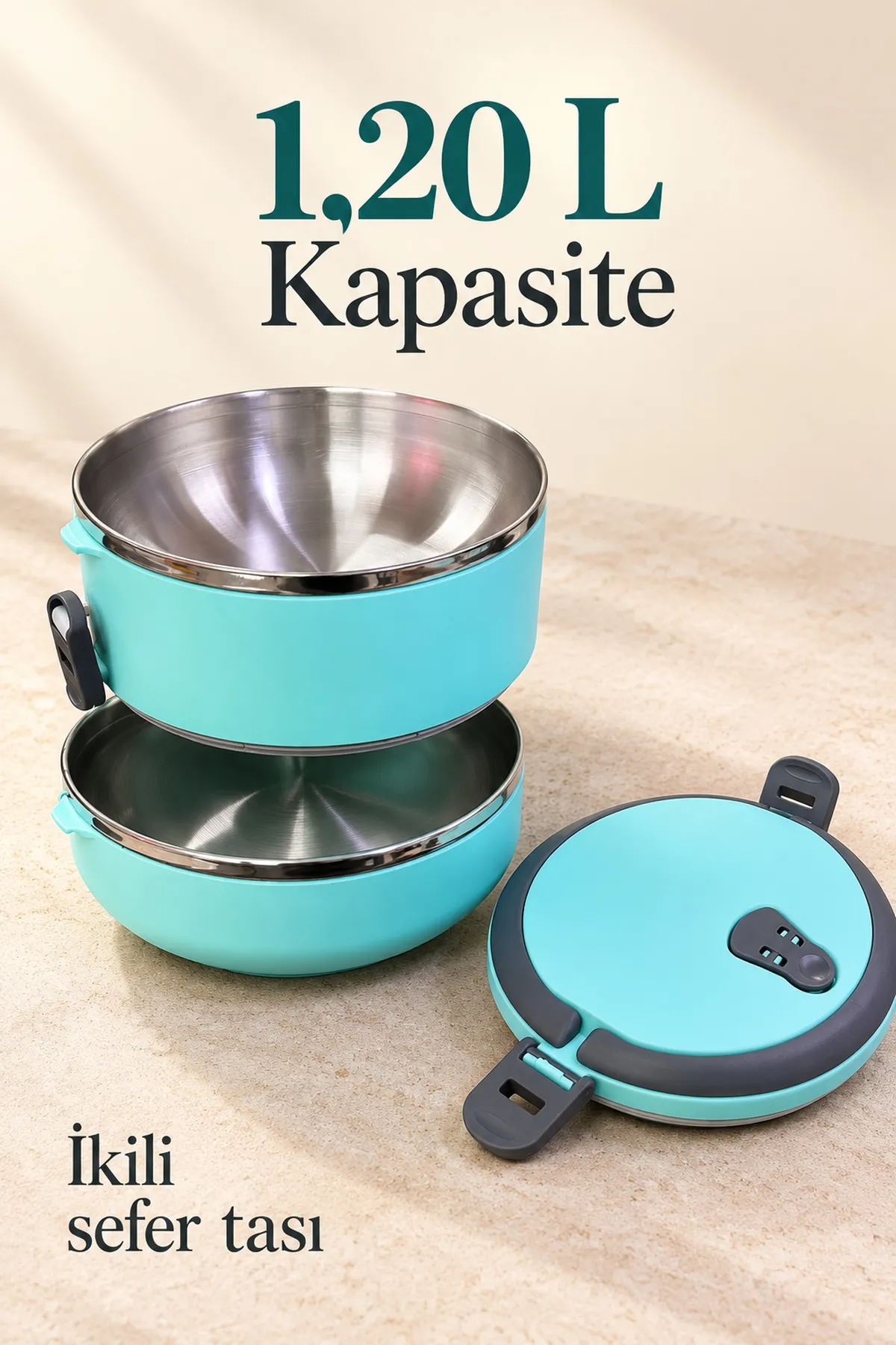 Kilitli Kapak ve Taşıma Saplı İki Katlı Beslenme Kabı