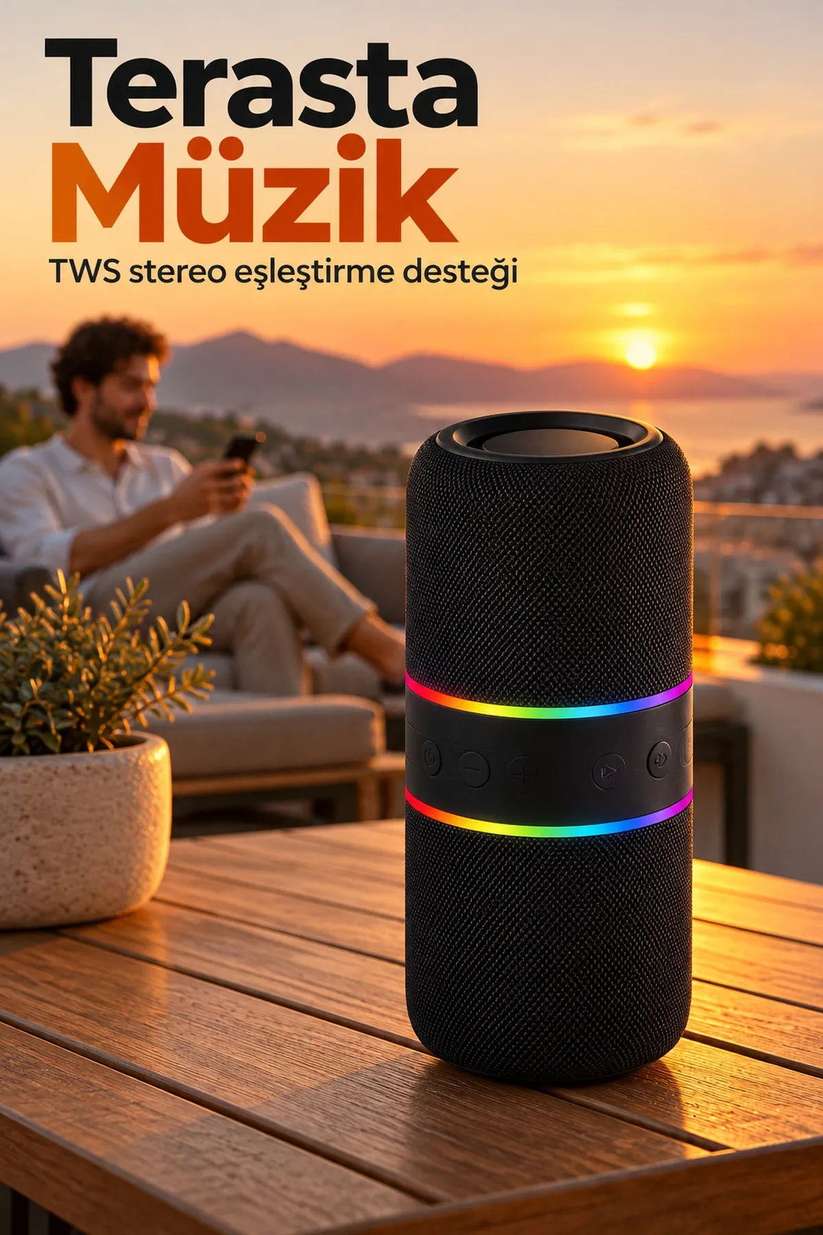 Kablosuz Hoparlör 1200 mAh Batarya ve Type C Giriş