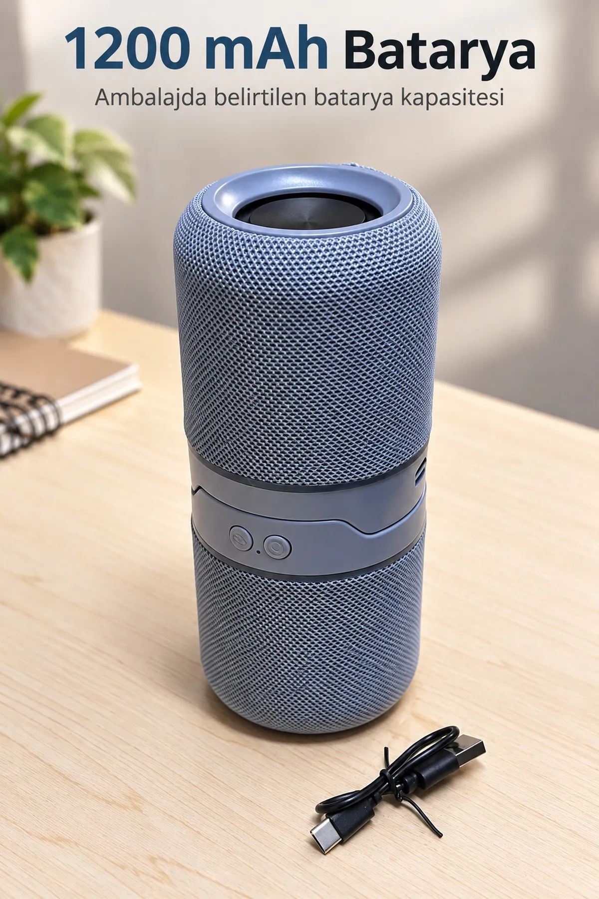 Bluetooth Hoparlör TF Kart Destekli Gri Gövde