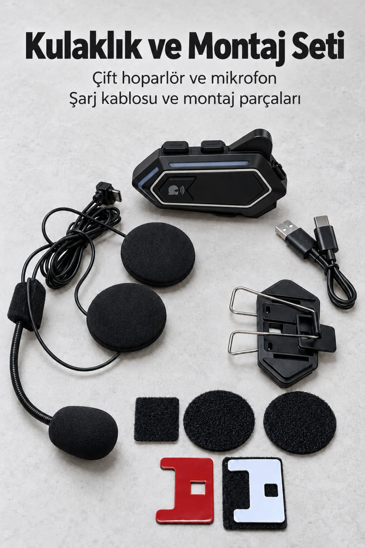 Sesli Asistan Kontrollü Mikrofonlu Bluetooth Kask Kulaklığı