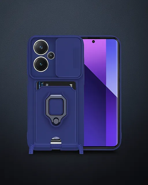 Xiaomi Redmi Note 13 Pro Plus Kılıf Zuma Kartvizitli Yüzüklü Silikon - Lacivert