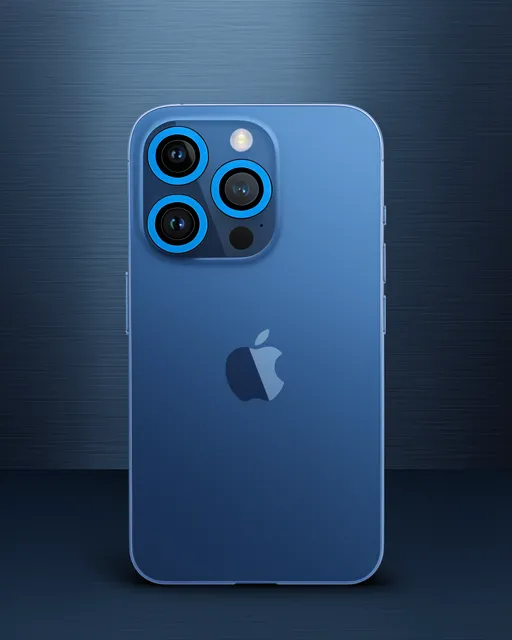 iPhone 12 Pro Max - Kamera Lens Koruyucu - Neon Fosforlu - Mavi