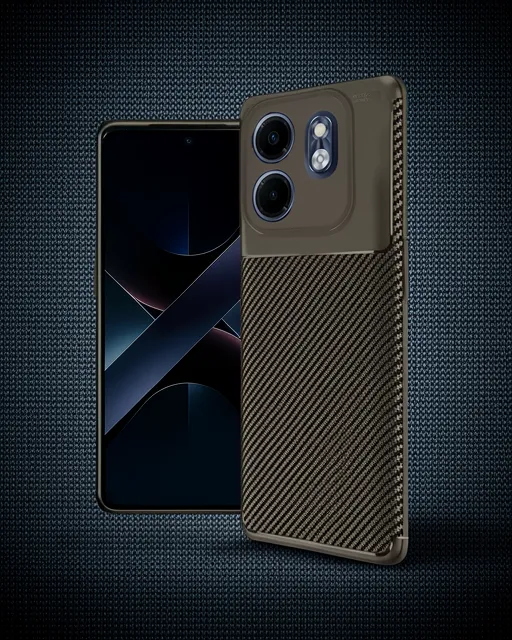İnfinix Smart 9 Kılıf Auto Focus Karbon Kapak - Kahverengi