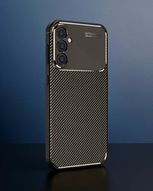 Samsung Galaxy A26 Kılıf Auto Focus Karbon Kapak - Kahverengi