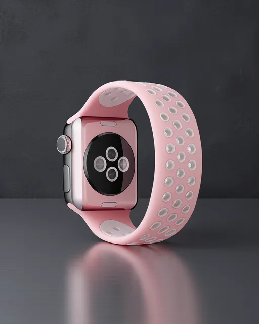 Apple Watch 42mm Ayarlı Delikli Silikon Kordon - Pembe Beyaz