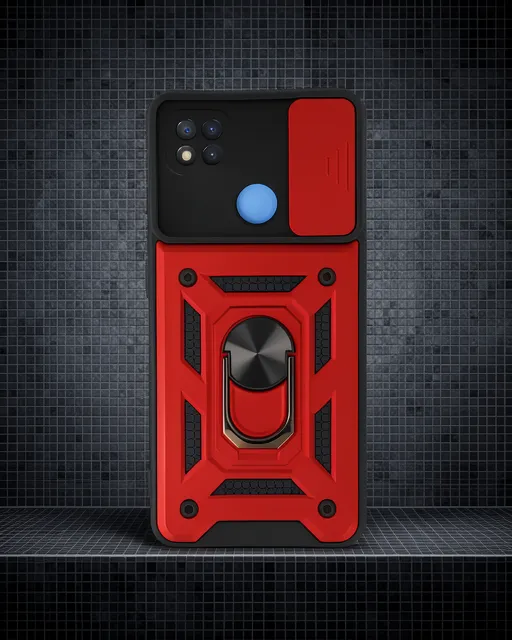 Xiaomi Redmi 9c Kılıf Pars Lens Yüzüklü Silikon - Kırmızı