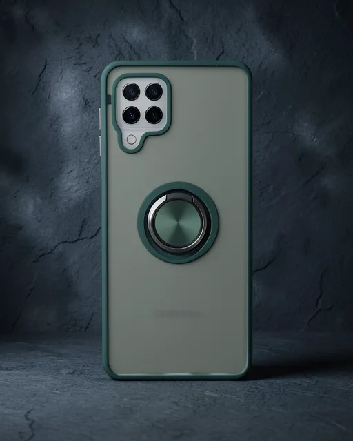 Samsung Galaxy A22 Kılıf Montreal Yüzüklü Silikon - Yeşil