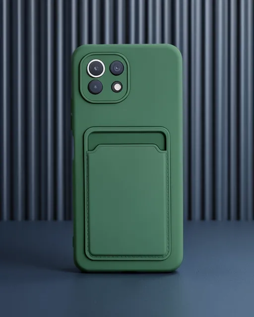 Xiaomi Mi 11 Kılıf Kelvin Kartvizitli Silikon - Koyu Yeşil